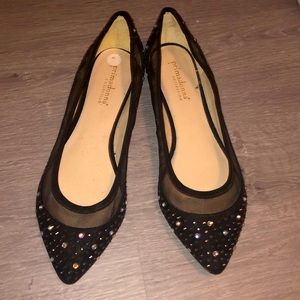 Black pointy flats with diamonds